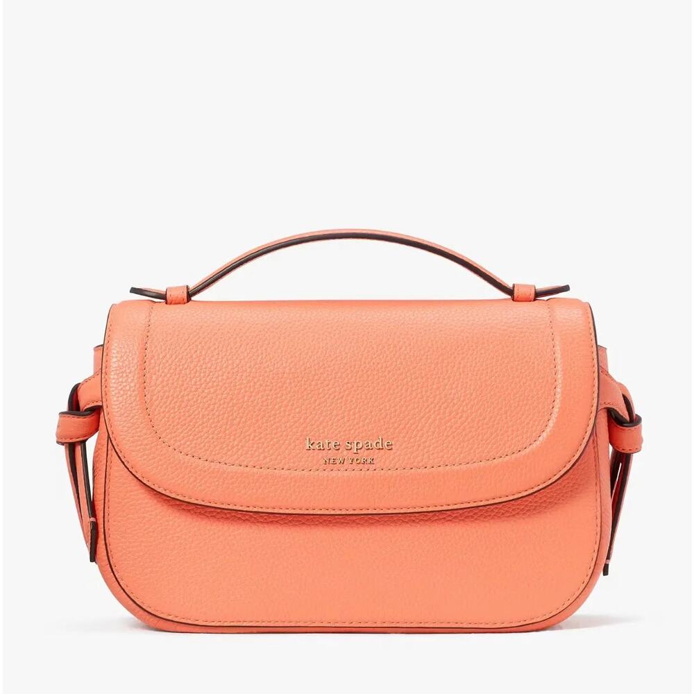 Kate Spade New York Knott Flapp Pebbled Leather Crossbody Leather Purse Handbag
